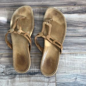 Leather flip flops